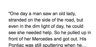 He helped an old lady who was stranded on the road, but never saw this coming