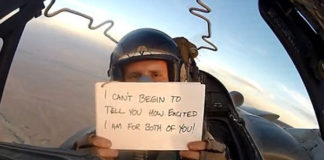 PHOTOS: Deployed Marine pilot makes brother's wedding toast from the sky